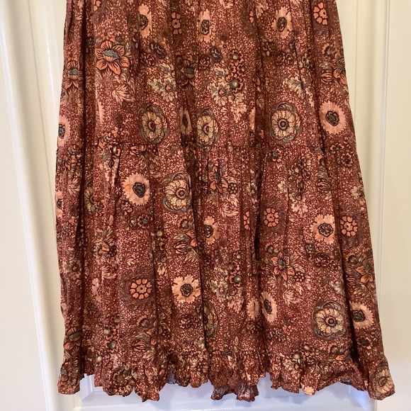 Ulla Johnson Dress Size 2 Burnt Orange Floral Print Short Flutter Sleeves - Picture 4 of 13